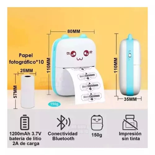 🖨️ Mini Impresora Térmica Portátil 📱 Conexión Inalámbrica 🔋 Batería de Larga Duración