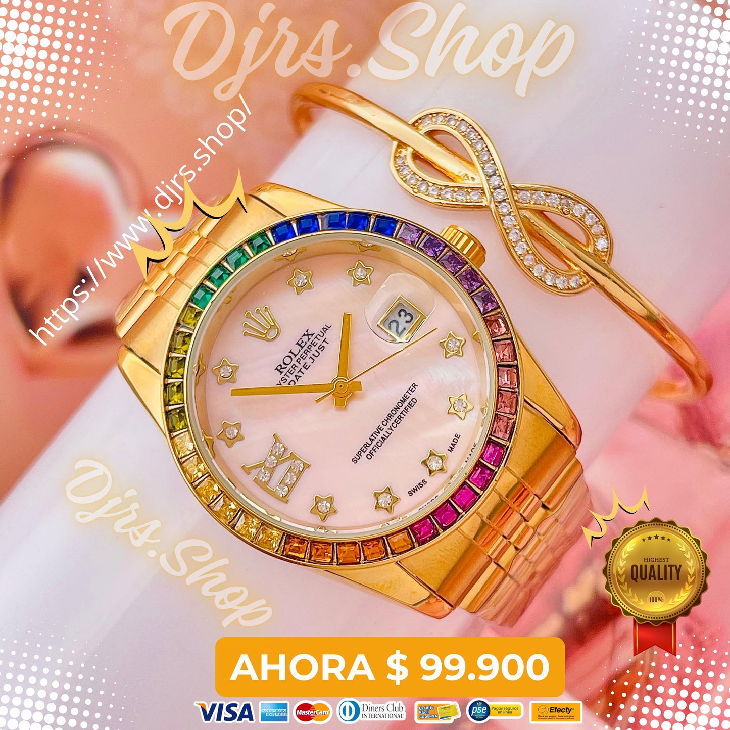 ⏱️✨ Reloj Rolex Stones Colors +Pulcera de regalo⌚ ¡Estilo y Lujo en Cada Segundo! 🌟Contiene Envio Gratis🚀