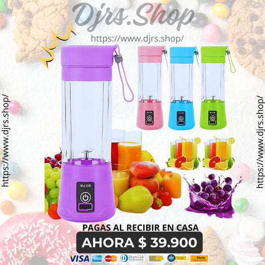 🍓💧 Licuadora Portátil Recargable USB | Batidos Rápidos en Cualquier Lugar 🌟