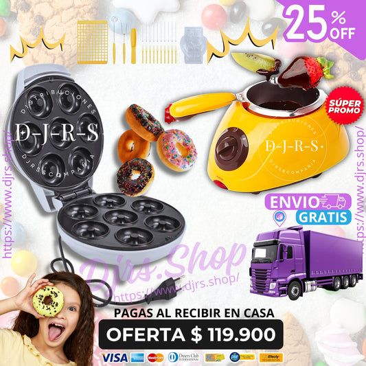 🍩🎉 ¡Mega Combo Orvica: Mini Donas + Olla Fundidora + Accesorios! 🍫✨Envio Gratis🚚💨