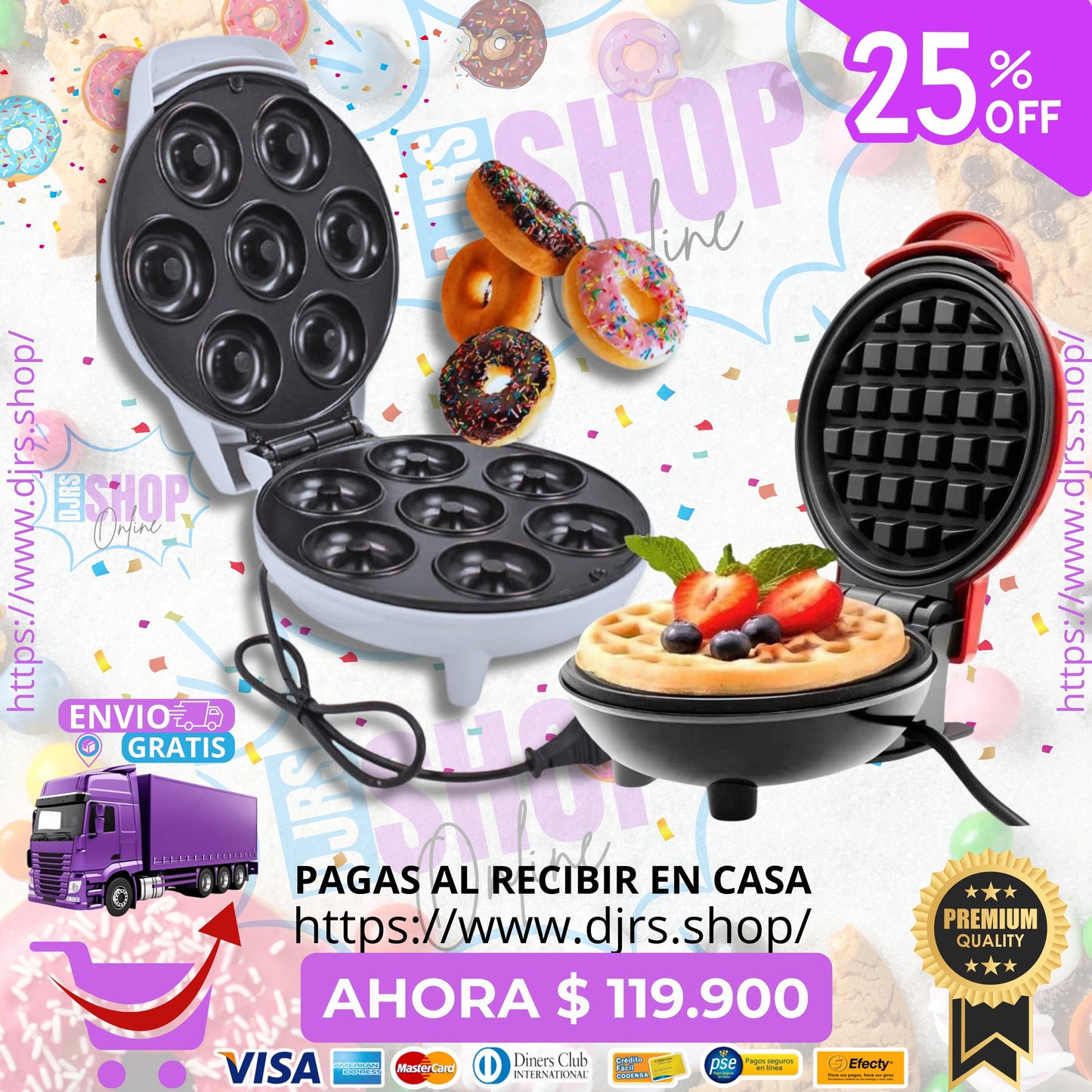 Combo maquina mini donas(Orvica)+Maquina mini waflera